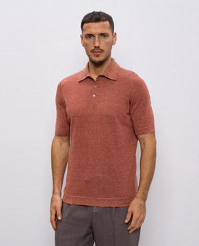 Brunello Cucinelli Red polo with linen M2L00315