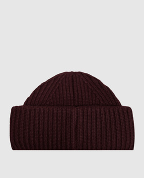 Yves Salomon Burgundy beanie hat made of wool and cashmere 23WAA502XXMACL