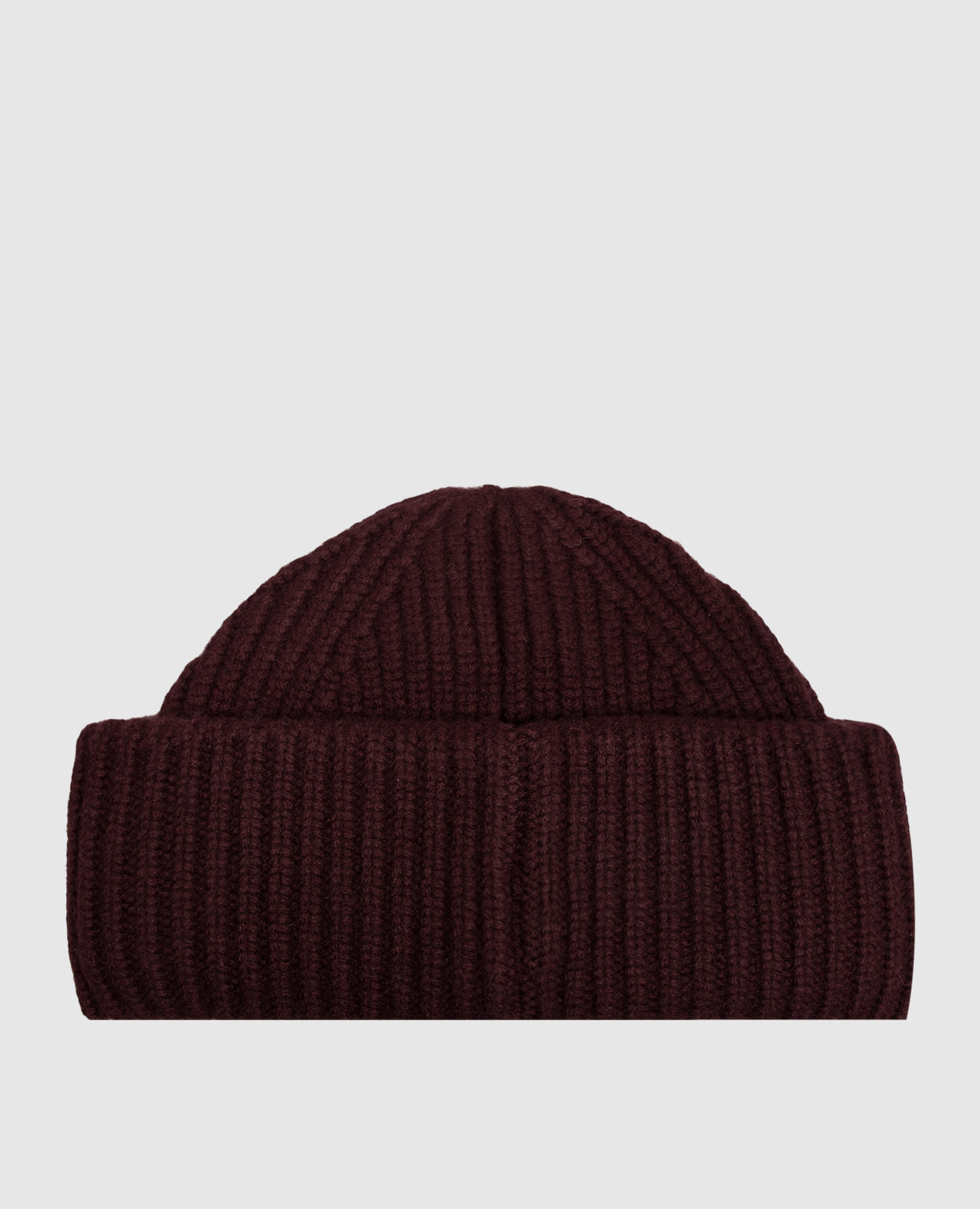 Burgundy beanie hat made of wool and cashmere Yves Salomon 3