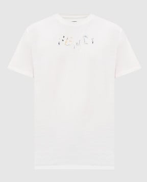 Fendi Ivory T-shirt with embroidered logo FY1319AUOB