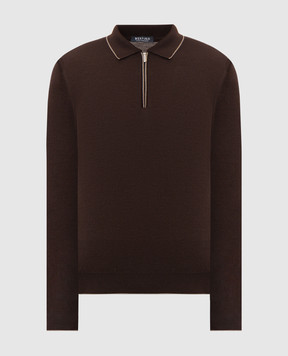 Bertolo Cashmere Brown wool and silk polo shirt 902636002587