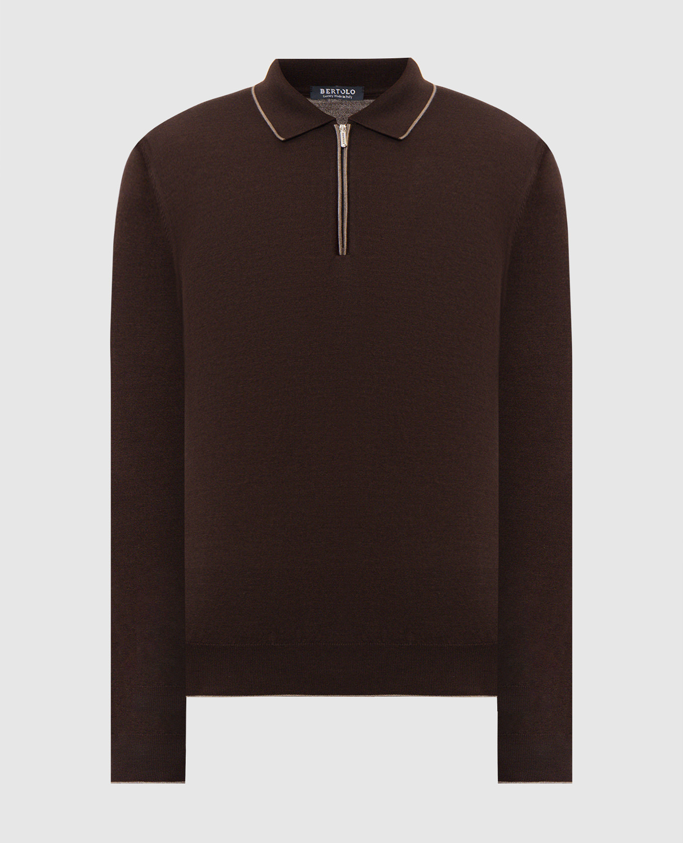 Brown wool and silk polo shirt