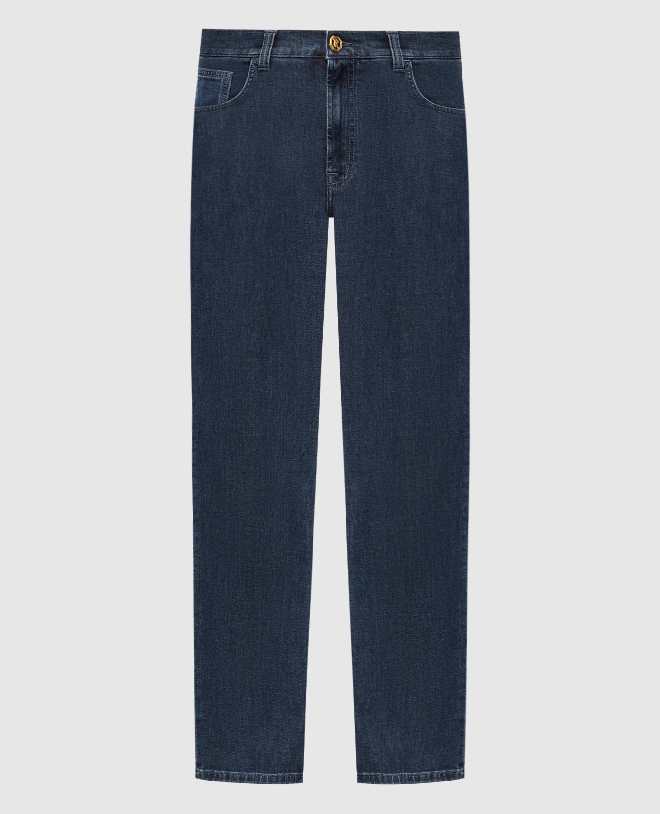 Blue jeans with monogram patch Stefano Ricci