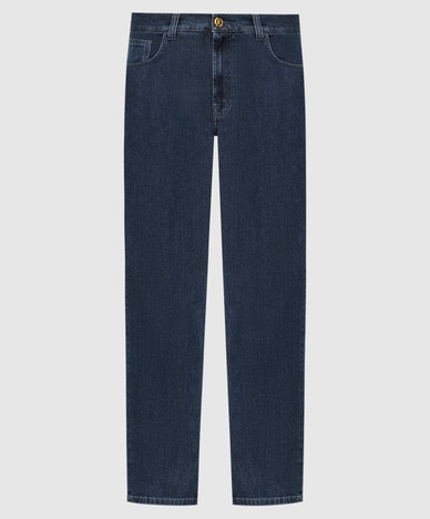 Blue jeans with monogram patch