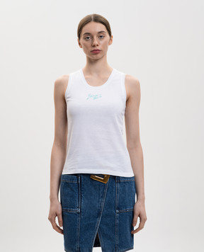 Balmain White top with logo print GF1EB075BD40