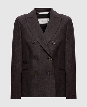 Peserico Brown double-breasted wool jacket with lurex A0121203359