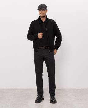Stefano Ricci Black cashmere and silk polo shirt K808114P30F26379