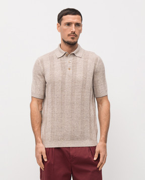 Brunello Cucinelli Beige polo with linen M2L707815