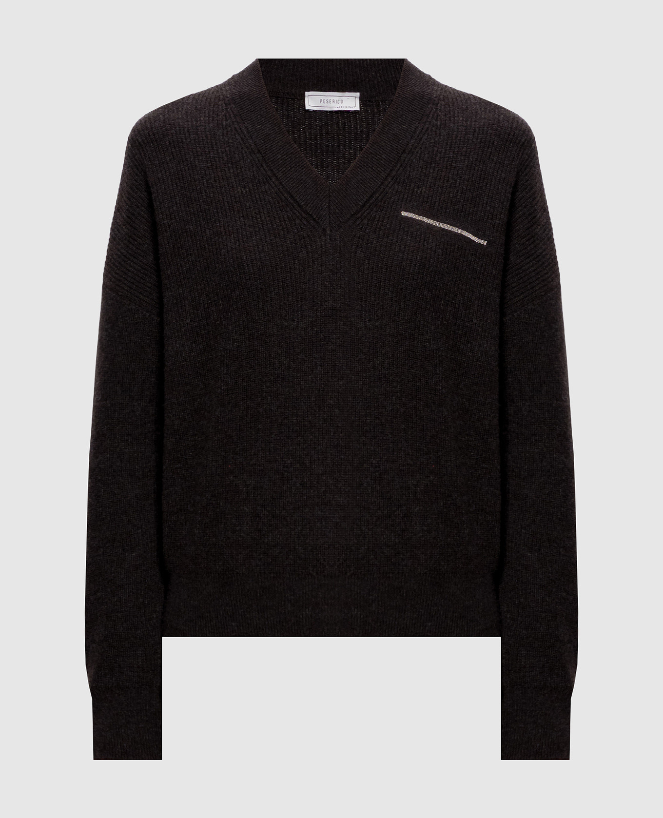 Brown wool, silk and cashmere pullover