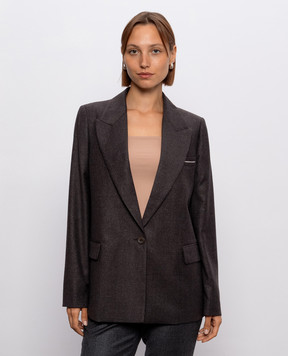 Peserico Dark brown wool jacket with lurex A01137Z03359