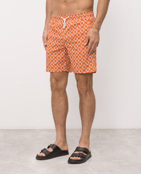 Stefano Ricci Orange monogram print swim shorts M6B6200050B65404