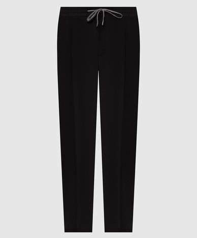 Black wool and cashmere pants