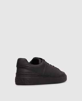 Balmain B-Court black leather sneakers with textured logo HM1VI288LVTR