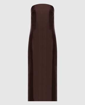 Loulou de Saison GIULIA brown midi dress with silk GIULIA