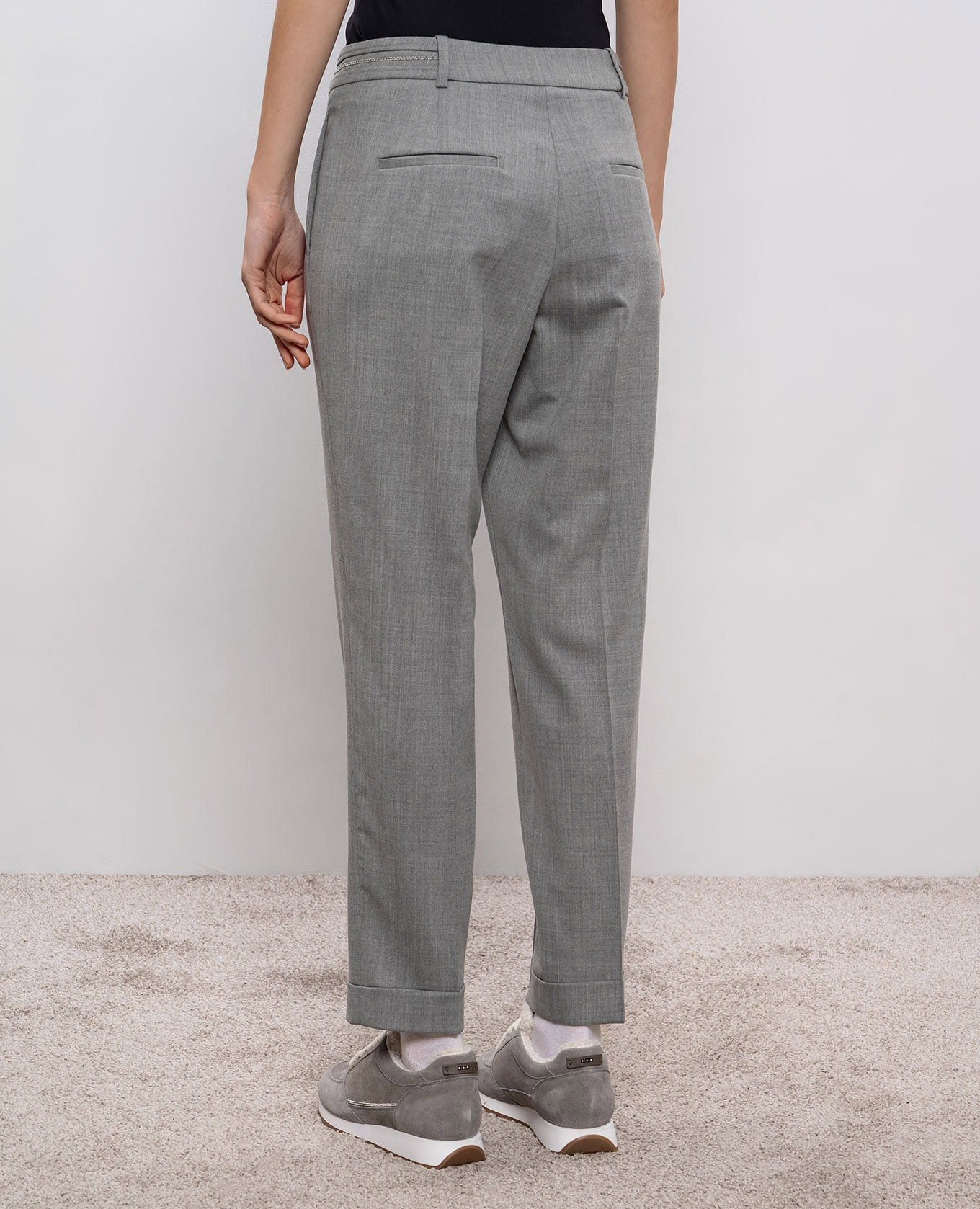 Gray wool pants with monil chain Peserico 4