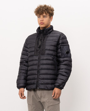 C.P. Company Blue down jacket with logo patch MOW022A110416A