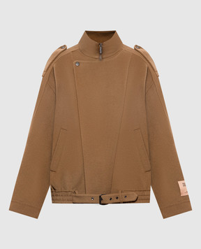 Solotre Brown wool and cashmere biker jacket M1AC0010