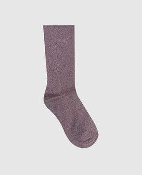 Brunello Cucinelli Purple cashmere and silk socks with lurex M41945019