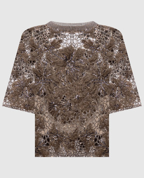 Brunello Cucinelli Brown openwork top with wool MLRR18810