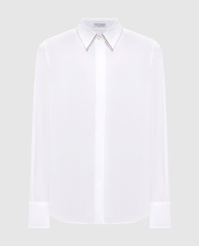 Brunello Cucinelli White shirt with a monil chain M0091MA606
