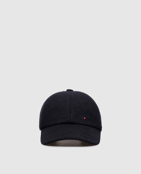 Kiton Navy cashmere cap with logo embroidery UCPL022K0216L