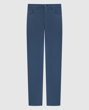 Stefano Ricci Blue pants with logo patch M8T61B0070TFANT
