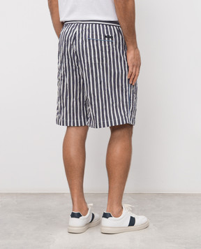 Dolce&Gabbana Blue striped shorts with logo patch GP18FTFBMFU
