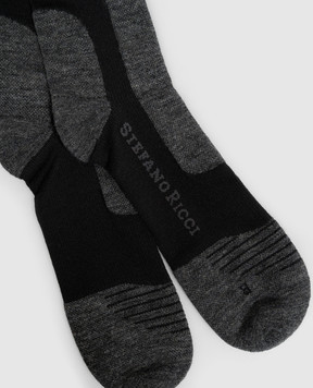 Stefano Ricci Black knee-high socks with monogram logo MHI99SL001SA5181