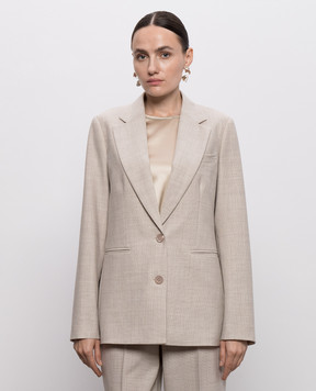 Peserico Beige wool jacket with lurex and monil chain A0170206413
