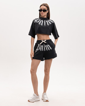Palm Angels Black shorts with logo print PWCI017S26FLE001