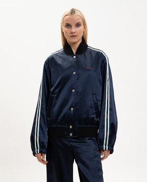 Off-White Blue bomber jacket with branded ribbon 2EK00OS26FAB001