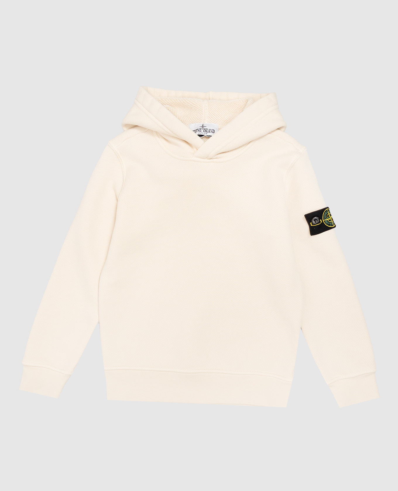 Children's beige hoodie with logo patch