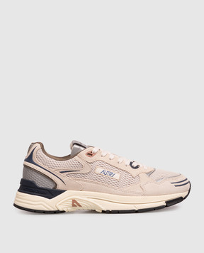 AUTRY Beige Hyperway logo combination sneakers HYLMCI05