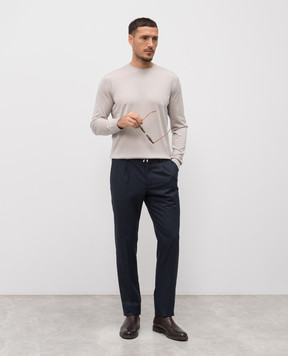 Stefano Ricci Blue wool pants with logo M1T6100022C0001U