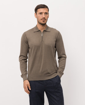 Stefano Ricci Brown cashmere and silk polo shirt K606125P30F26302