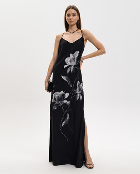Ermanno Scervino Black printed silk maxi dress D482Q354QLD