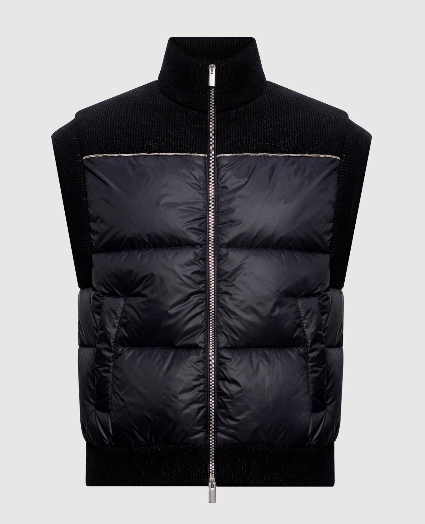 Black down vest with lurex