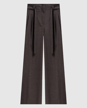 Peserico Brown wool pants with belt P0470102666