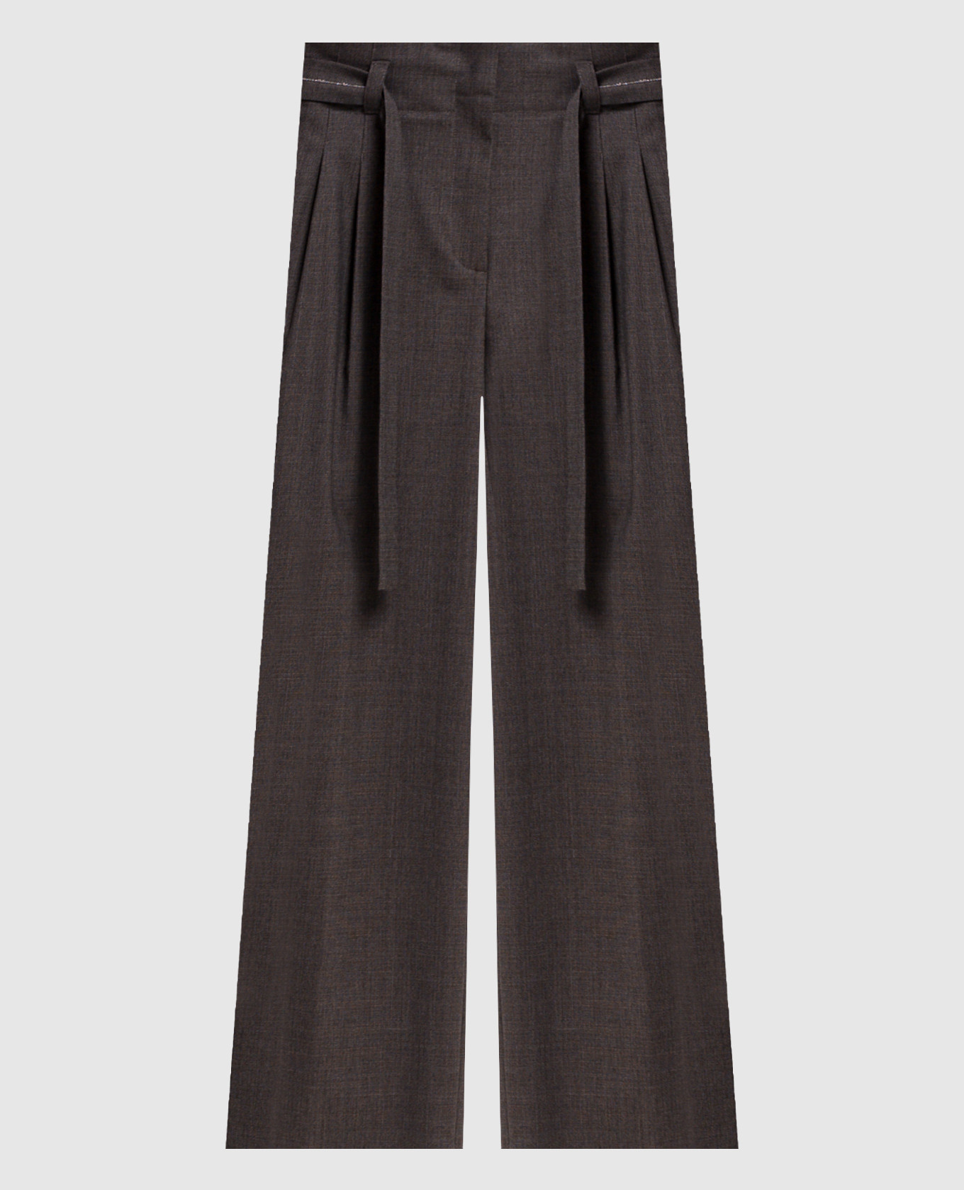 Brown wool pants with belt Peserico