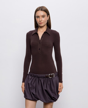 The Attico Brown mini dress with wool 261WCA00510MIX121AA