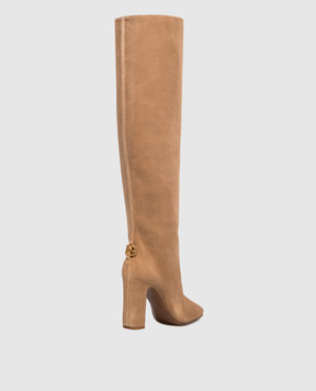 Dolce&Gabbana Beige suede boots with logo CU1218A1275
