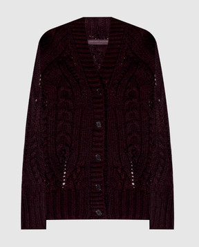 Ermanno Scervino Burgundy alpaca wool cardigan D495N322NWJ