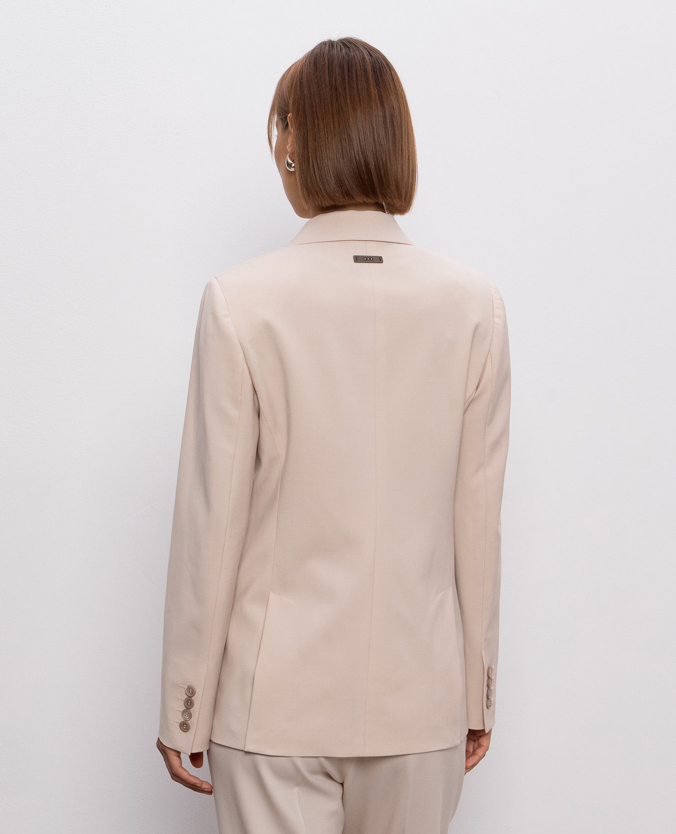 Beige double-breasted wool jacket Peserico 4