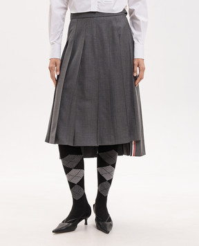 Thom Browne Gray pleated wool skirt FGC400V00626