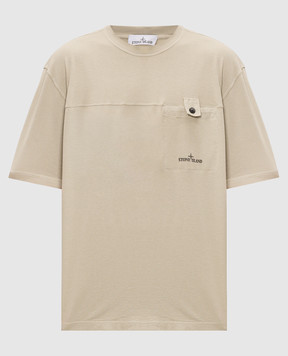 Stone Island Khaki T-shirt with logo print L2S152100028S0500
