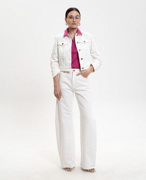 Gabriela Hearst Adira white denim jacket with drape 3265088T130