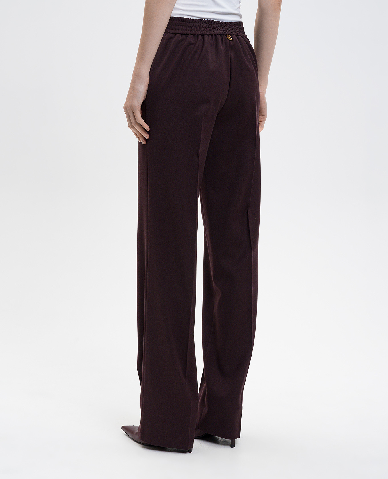 Burgundy wool pants with logo Twinset 4