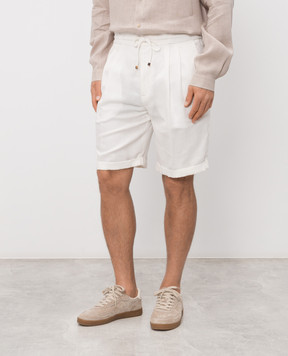 Brunello Cucinelli White linen shorts MH255U0020