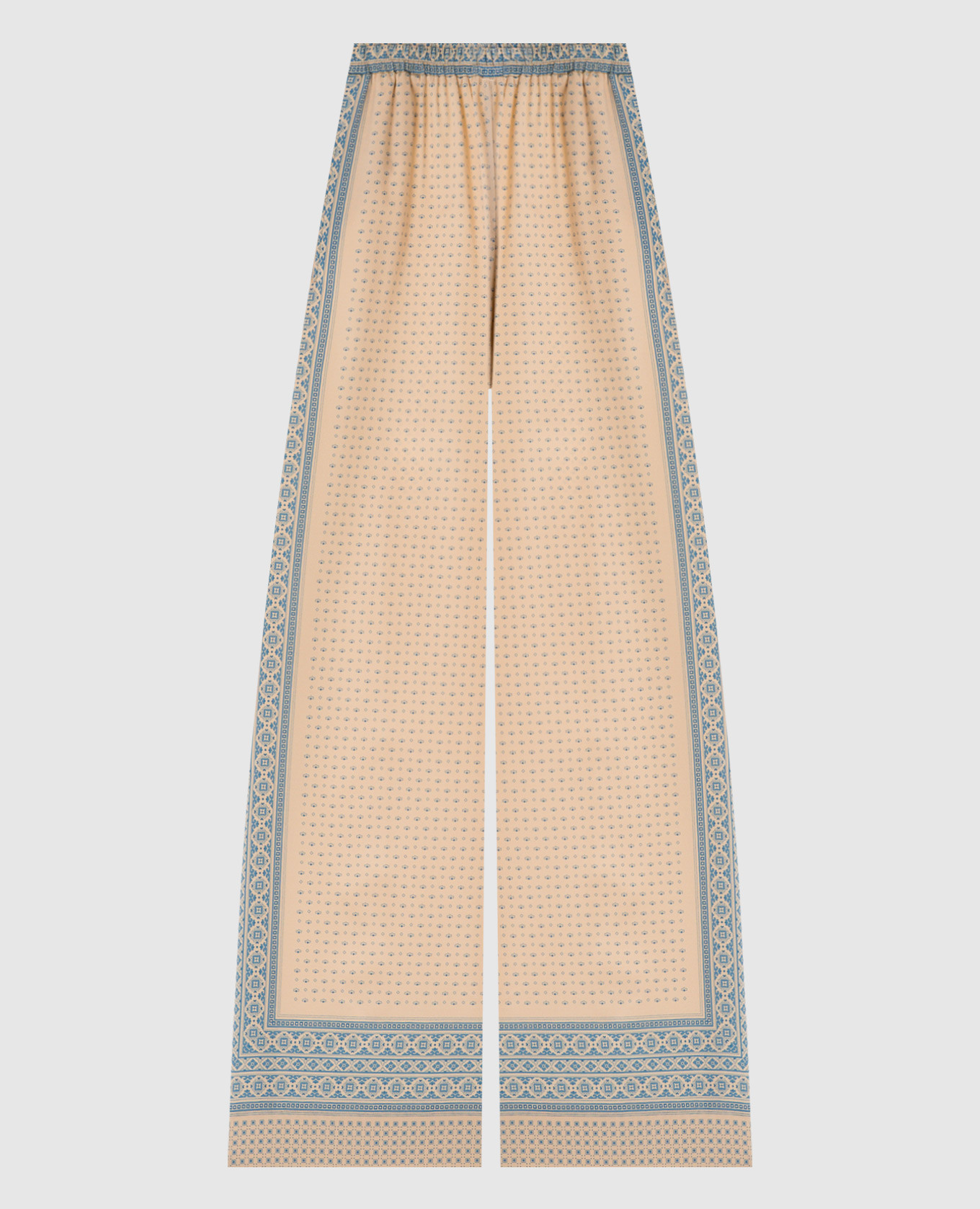 Pantalon en soie imprimée beige