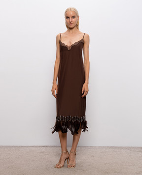 16Arlington Brown Kena dress with lace and feathers DMD722SS2602